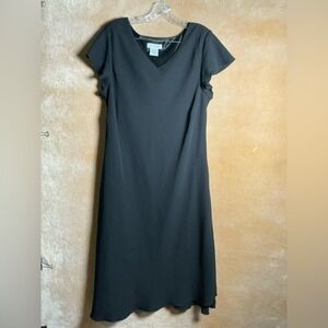 Irvine Park Black Short Sleeve V Neck Midi Dress‎ Size 18MS